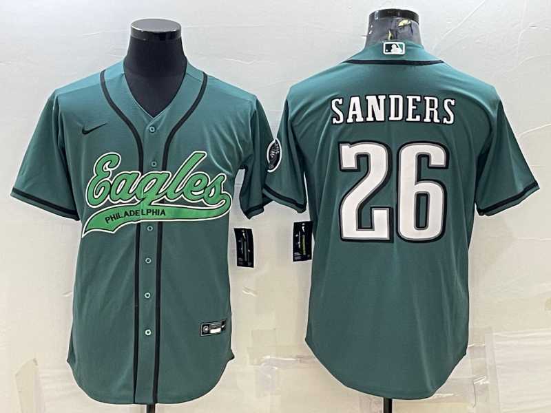 Men%27s Philadelphia Eagles #26 Miles Sanders Green With Patch Cool Base Stitched Baseball Jersey->philadelphia eagles->NFL Jersey